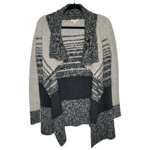 Caslon Womens small grey green Rabbit hair blend draped Cardigan knit Sweater